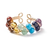 Natural & Synthetic Mixed Gemstone Braided Open Cuff Ring RJEW-JR00507-1