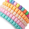 5Pcs 5 Colors Rondelle Opaque & Frosted Acrylic Beaded Stretch Bracelet Sets BJEW-JB10305-3