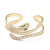 Cubic Zirconia Snake Wrapped Open Cuff Bangle BJEW-A123-22G-1