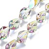 Half Rainbow Plated Electroplate Transparent Glass Beads Strands EGLA-E060-01A-HR02-1