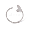 201 Stainless Steel Whale Tail Shape Open Cuff Ring for Women RJEW-C045-09P-3