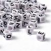 Mixed Letters White Letter Acrylic Cube Beads X-PL37C9308-2