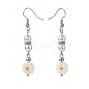 Plastic Pearl Daisy Pendant Dangle Earrings & Stretch Bracelet & Pendant Necklace SJEW-JS01256-11