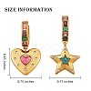 Colorful Cubic Zirconia Star and Heart Dangle Hoop Earrings JE922A-2