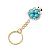 Handmade Glass Seed Beads & Synthetic Turquoise Turtle Pendant Keychain KEYC-MZ00024-02-4