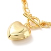 Rack Plating Brass Toggle Clasps with Heart Pendant Necklace with Double Chains for Women NJEW-B082-07-1