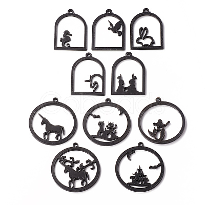 Animal Theme Acrylic Open Back Bezel Pendants KY-X0008-15-1