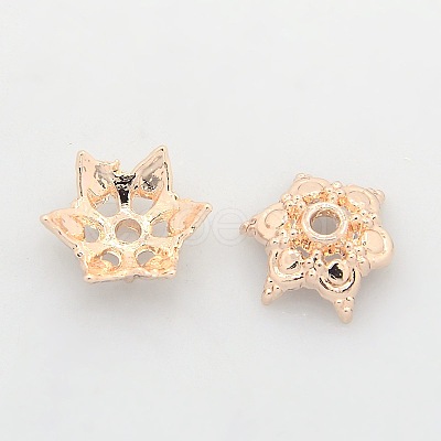 Nickel Free & Lead Free Rose Gold Alloy Fancy Bead Caps PALLOY-J471-58RG-FF-1