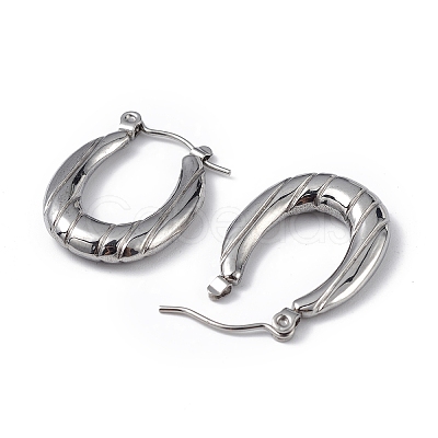 Non-Tarnish 304 Stainless Steel Flower Hoop Earrings for Women EJEW-I284-14P-1