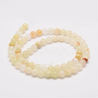 Natural Flower Jade(Afghanistan Jade) Bead Strands G-K153-B16-6mm-1