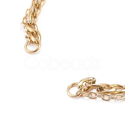 Two-Layer 304 Stainless Steel Curb Chain & Brass Cable Chain Bracelet Making AJEW-JB00923-1