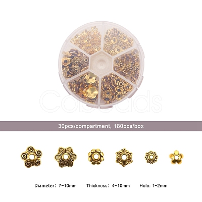 1Box Mixed Style Tibetan Style Alloy Flower Bead Caps TIBE-JP0002-AG-1