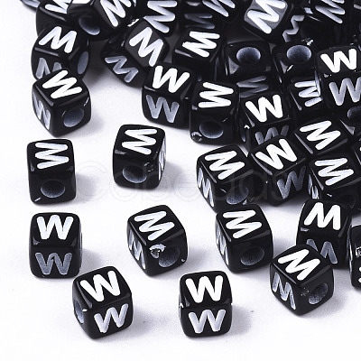 Opaque Acrylic Beads X-SACR-N002-01W-1