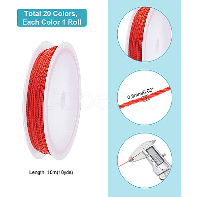 20 Rolls 20 Colors Polyester Cord Set OCOR-WH0047-17-1