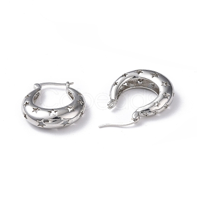 Rack Plating Brass Hollow Star Hoop Earrings for Women EJEW-G342-12P-1