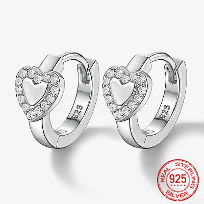 Anti-Tarnish Rhodium Plated Platinum 925 Sterling Silver Micro Pave Cubic Zirconia Hoop Earrings AA4054-1-1