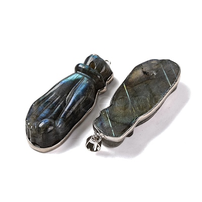 Natural Labradorite Carved Big Pendants G-B085-14P-1