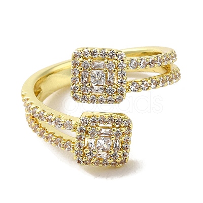 Rack Plating Brass Micro Pave Cubic Zirconia Cuff Rings RJEW-H228-12G-1