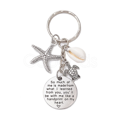 Tibetan Style Alloy with Natural Shell Keychain KEYC-JKC00929-1