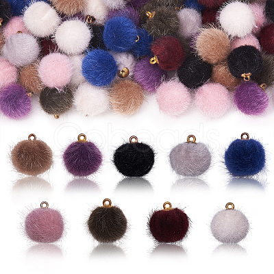 Faux Mink Fur Covered Pendants WOVE-CJ0001-02-1