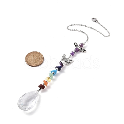 Glass Teardrop Chandelier Pendant Decorations HJEW-JM00855-1