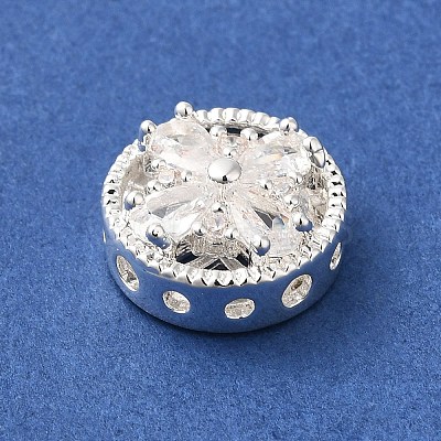 Brass Micro Pave Clear Cubic Zirconia Beads KK-G503-09S-1