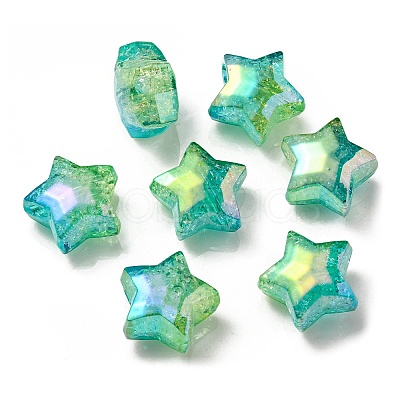 UV Plating Transparent Crackle Acrylic Beads OACR-P010-09B-1