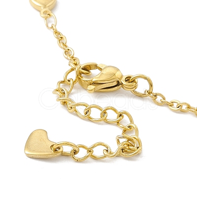 PVD Vacuum Plating 304 Stainless Steel Heart Link Anklet with Cable Chains for Women STAS-E001-18G-1