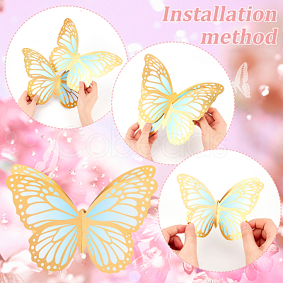 Coated Paper 3D Butterfly Display Decorations AJEW-WH0041-97-1