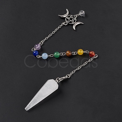 Natural Quartz Crystal Hexagonal Pointed Cone Dowsing Pendulum Pendants G-G983-05P-08-1