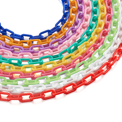 Yilisi 40 Strands 10 Colors Handmade Opaque Acrylic Paperclip Chains KY-YS0001-04-1