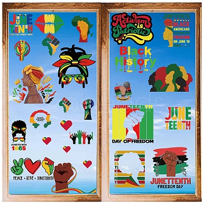 8 Sheets 8 Styles Juneteenth PVC Waterproof Wall Stickers DIY-WH0345-133-1