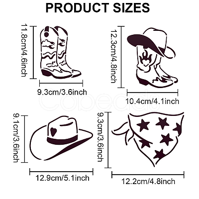 MAYJOYDIY US 1 Set Cowboy Theme PET Hollow Out Drawing Painting Stencils DIY-MA0003-93B-1