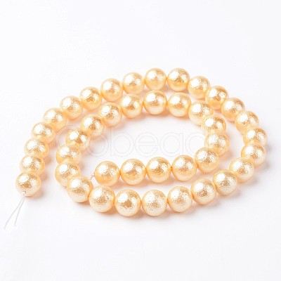 Round Wrinkled Shell Pearl Bead Strands BSHE-E006-8mm-M-1