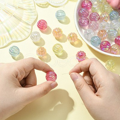 50Pcs UV Plating Rainbow Iridescent Acrylic Beads PACR-CJ0001-28-1