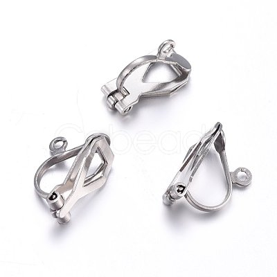 Non-Tarnish 304 Stainless Steel Clip-on Earring Findings X-STAS-O110-21P-1