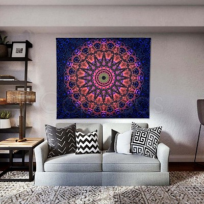 Black Light Boho Mandala Wall Tapestry JX154F-1