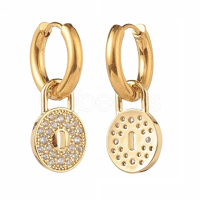 Padlock Brass Micro Pave Cubic Zirconia Dangle Earrings EJEW-JE04571-1