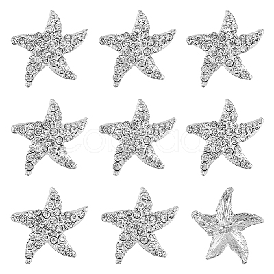 DICOSMETIC 8Pcs 1-Hole Silver Plated Alloy Rhinestone Shank Buttons BUTT-DC0001-07-1