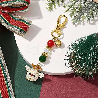 Christmas Santa Claus Handmade Glass Seed Beads Pendant Decorations HJEW-MZ00068-02-1