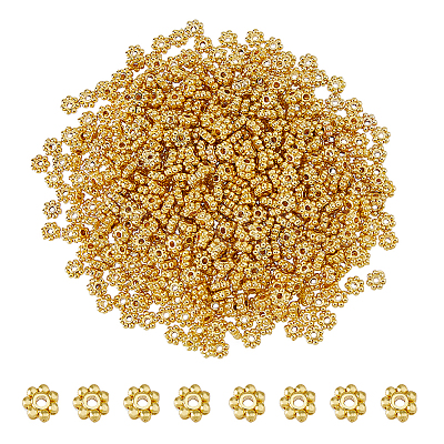 DICOSMETIC 600Pcs Alloy Daisy Spacer Beads FIND-DC0005-31G-1