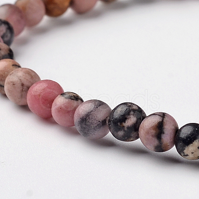 Natural Rhodonite Round Bead Stretch Bracelets X-BJEW-L594-B06-1