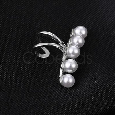 Anti-Tarnish Rhodium Plated 925 Sterling Silver Pearl Clip-on Earrings EJEW-BB72156-1