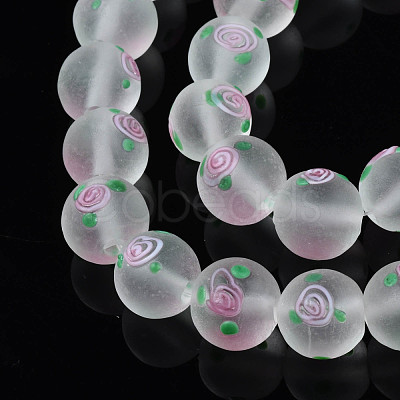 Handmade Frosted Lampwork Beads Strands LAMP-N021-39C-1