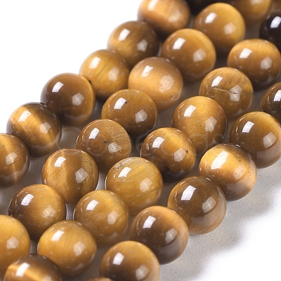 Natural Tiger Eye Round Bead Strands G-L411-07-4mm-1