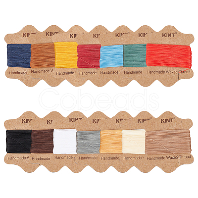 Nbeads 14 Cards 14 Colors Waxed Nylon Cord YC-NB0001-03-1