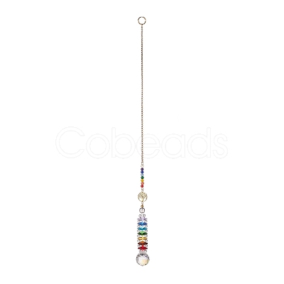 Glass Teardrop Window Hanging Suncatchers HJEW-JM00938-1