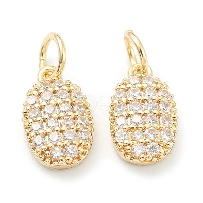 Brass Clear Cubic Zirconia Charms ZIRC-B010-03G-1