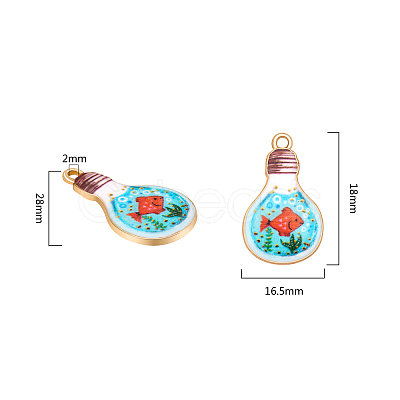 Japanese Style Print Alloy Enamel Pendants ENAM-CJ0001-27-RS-1