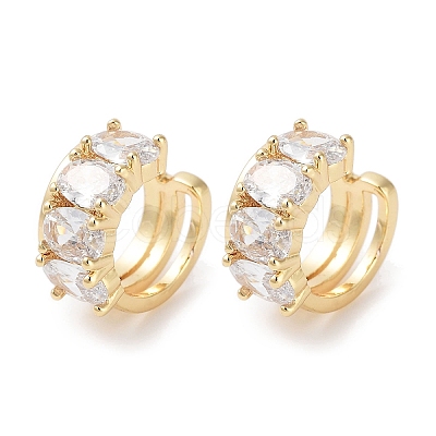 Oval Brass Cubic Zirconia Cuff Earrings for Women EJEW-E310-13G-1